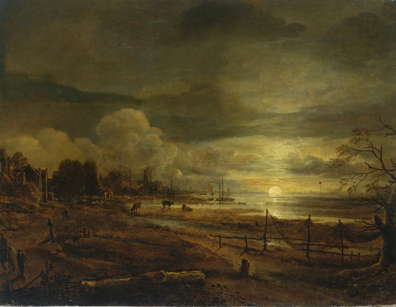 Canal at Moonrise by Aert van der Neer