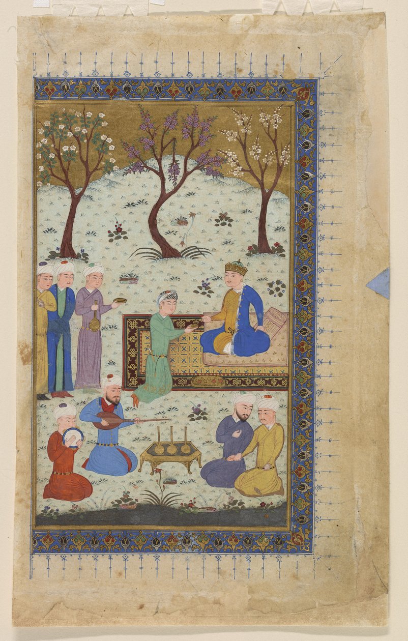A Prince Enthroned Surrounded by Attendants by Afghan School