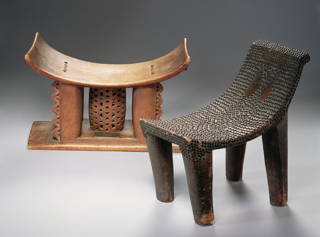 Ashanti Stool and a Ngombe Stool by African