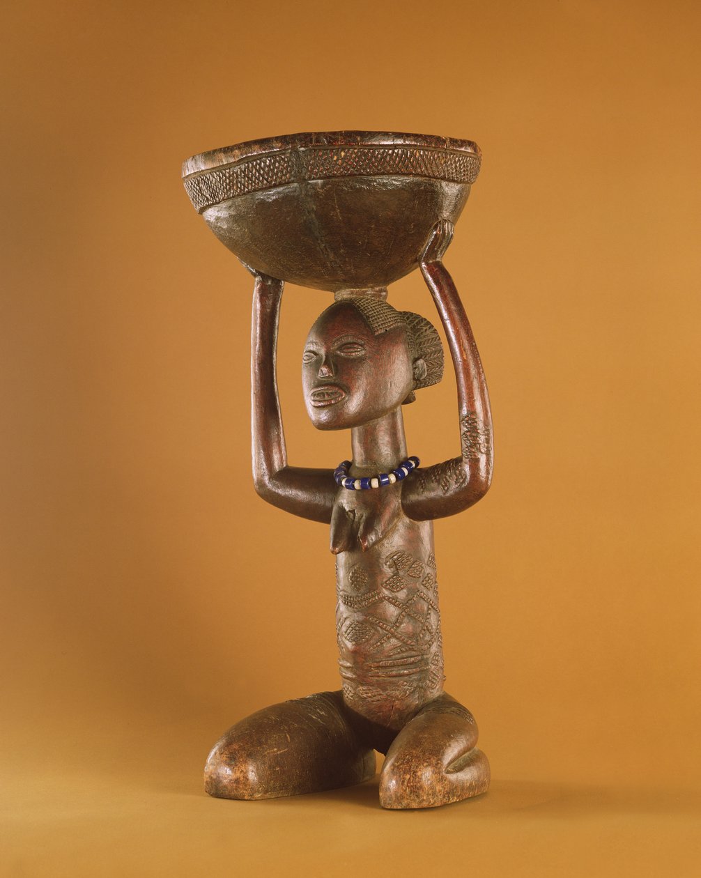 Stool with a kneeling female caryatid, Democratic Republic of the Congo by African