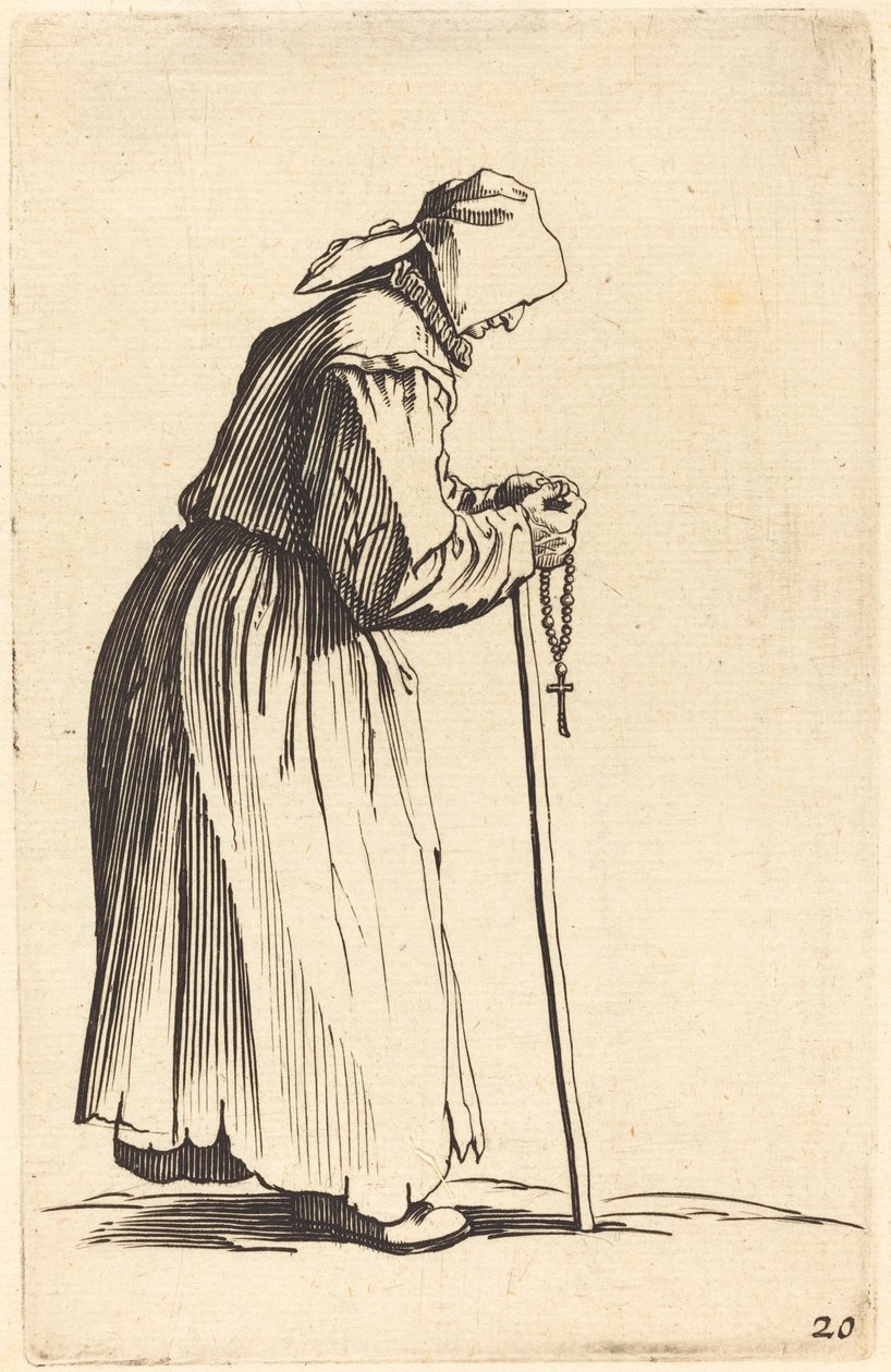 Beggar Woman with Rosary by After Jacques Callot