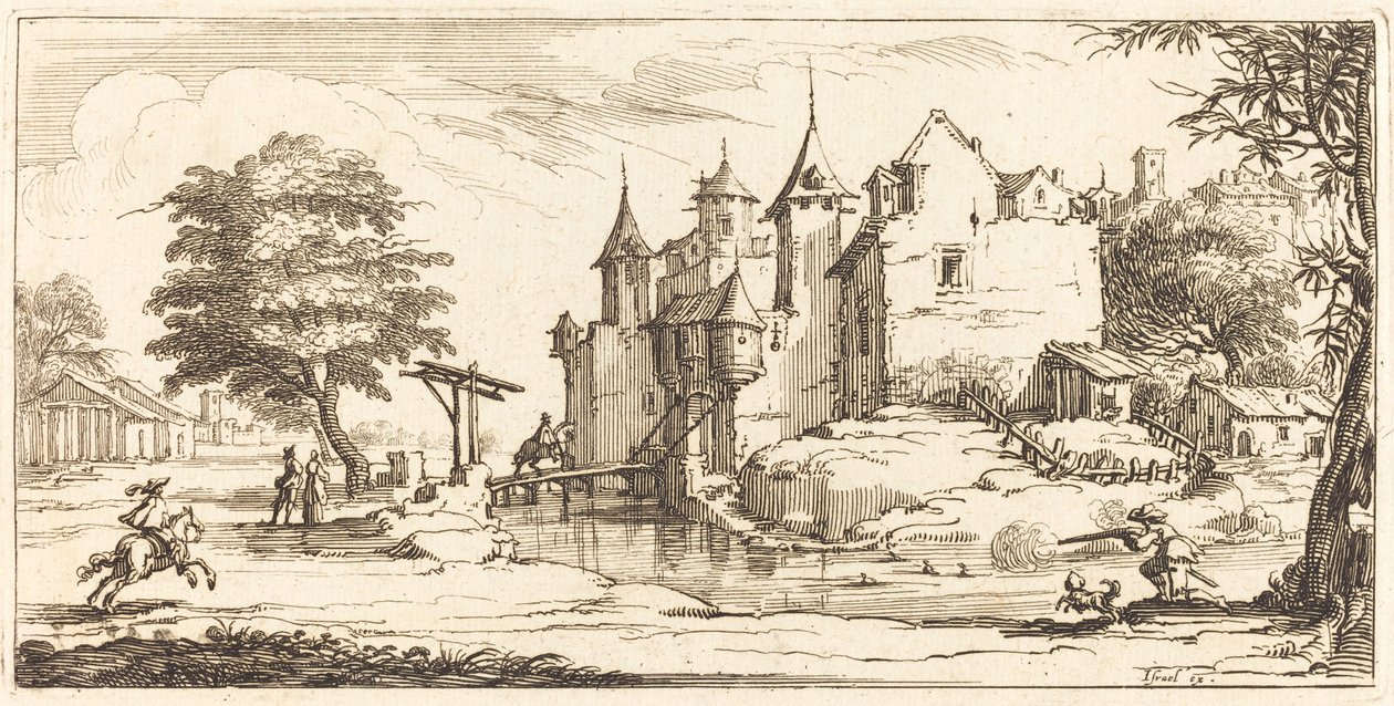 Chateau with a Drawbridge by After Jacques Callot