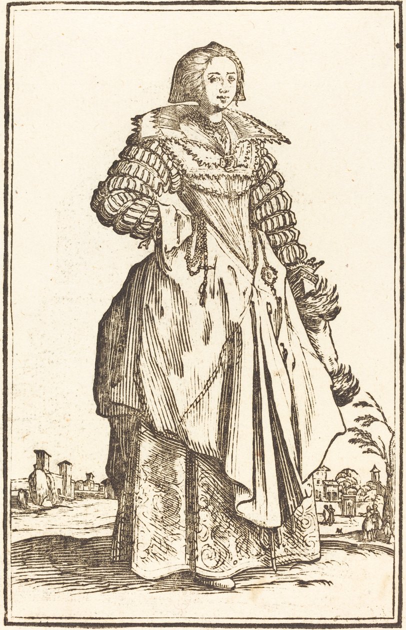 Noble Woman with Large Collar by After Jacques Callot