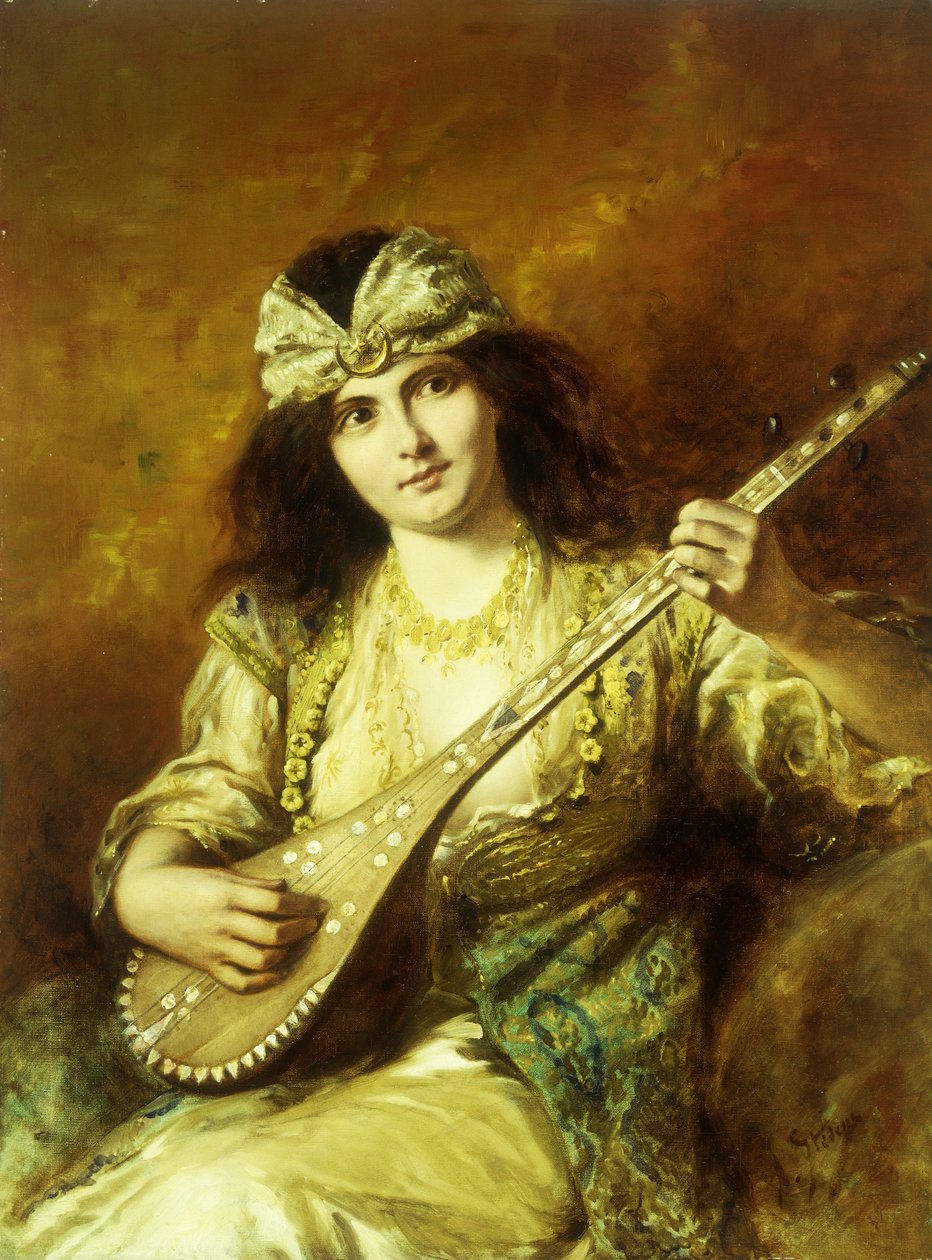 Odalisque with a Mandolin by Agapit Stevens