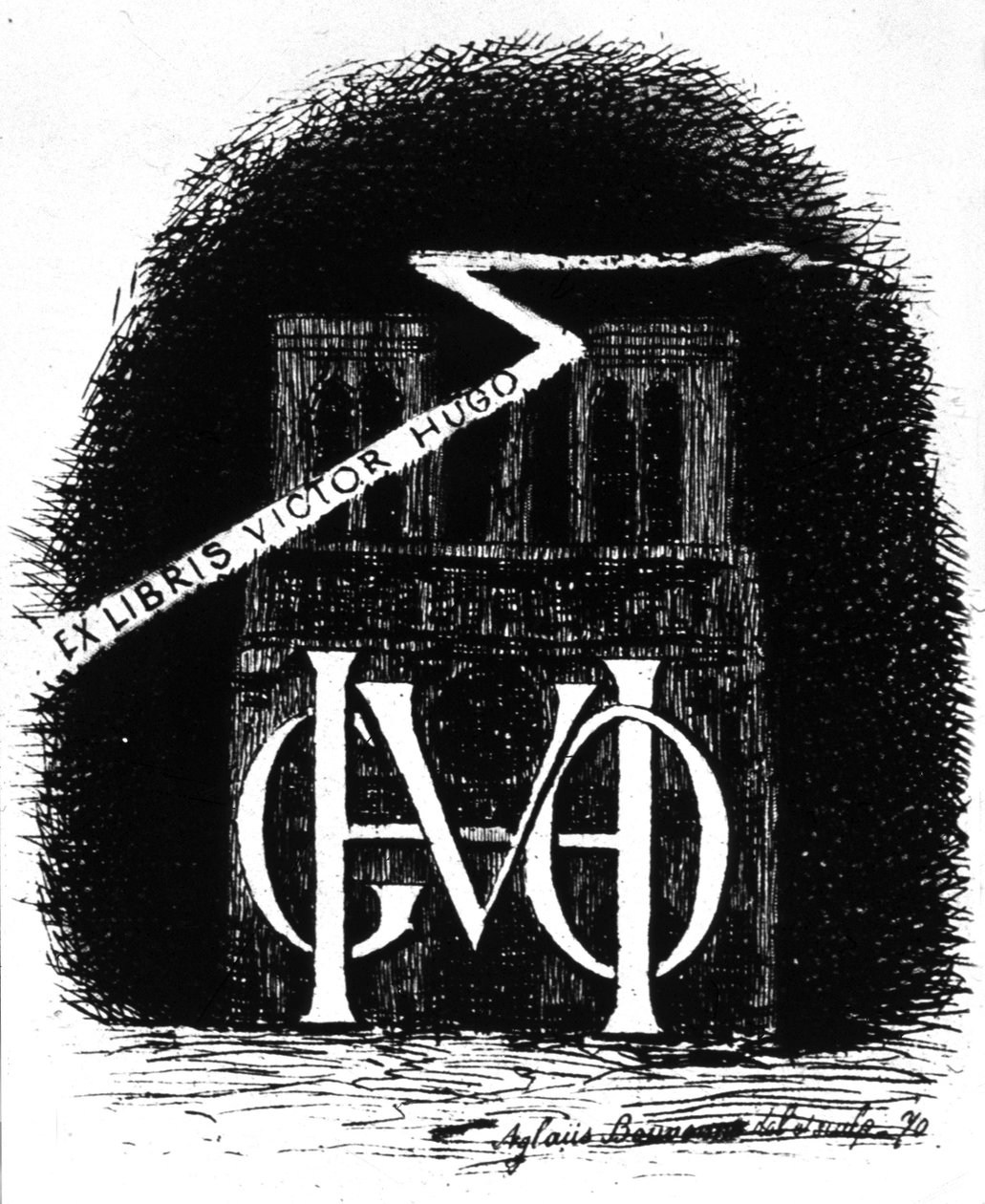 Ex-libris of Victor Hugo by Aglaüs Bouvenne