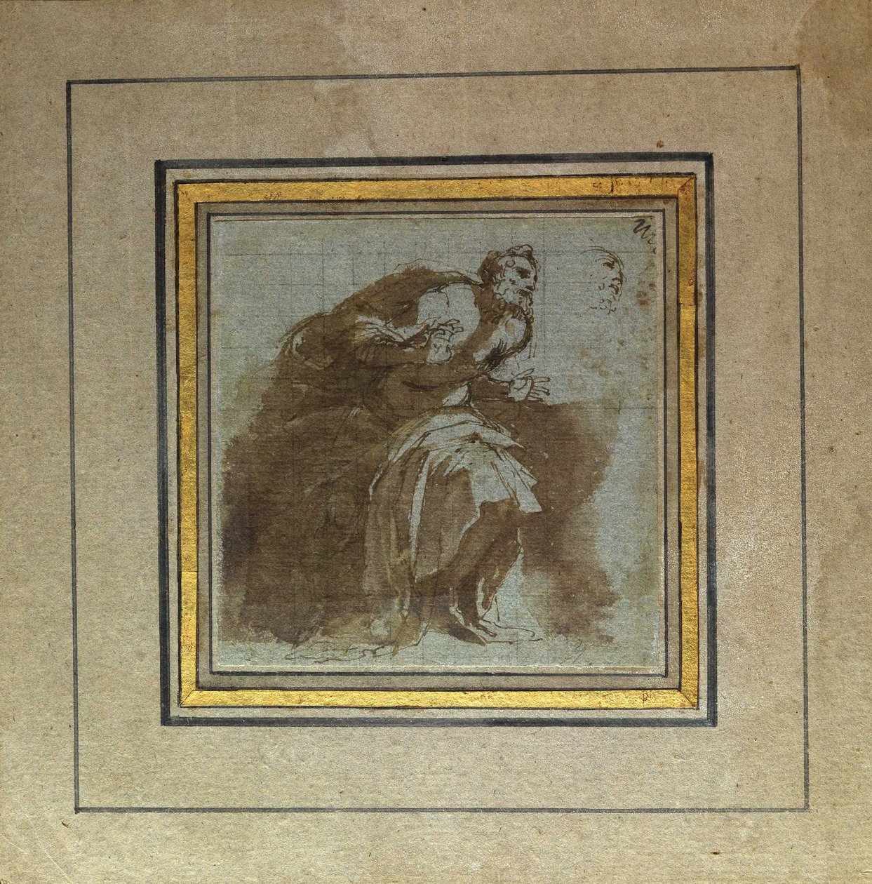 Astonished Senile Figure by Agostino Carracci
