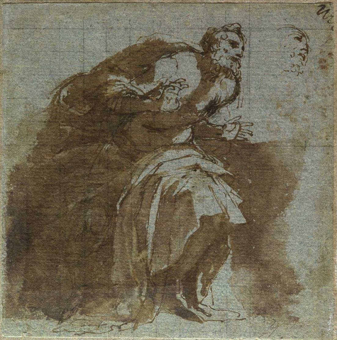 Astonished Senile Figure (detail) by Agostino Carracci
