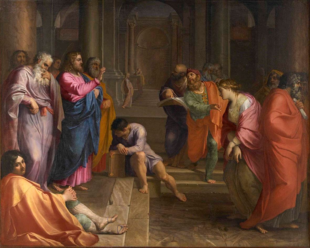 Jesus Christ and the Woman Taken in Adultery by Agostino Carracci