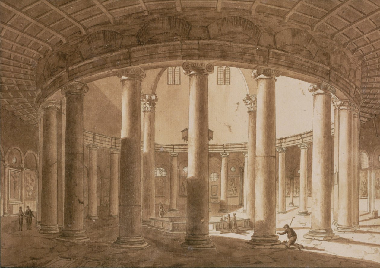 Interior of the Temple of Claudius in Rome, c.1800 by Agostino Tofanelli