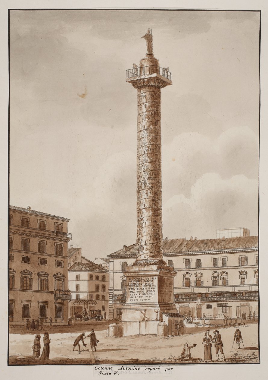 The Colonna Antonina, restored by Sixtus V, 1833 by Agostino Tofanelli