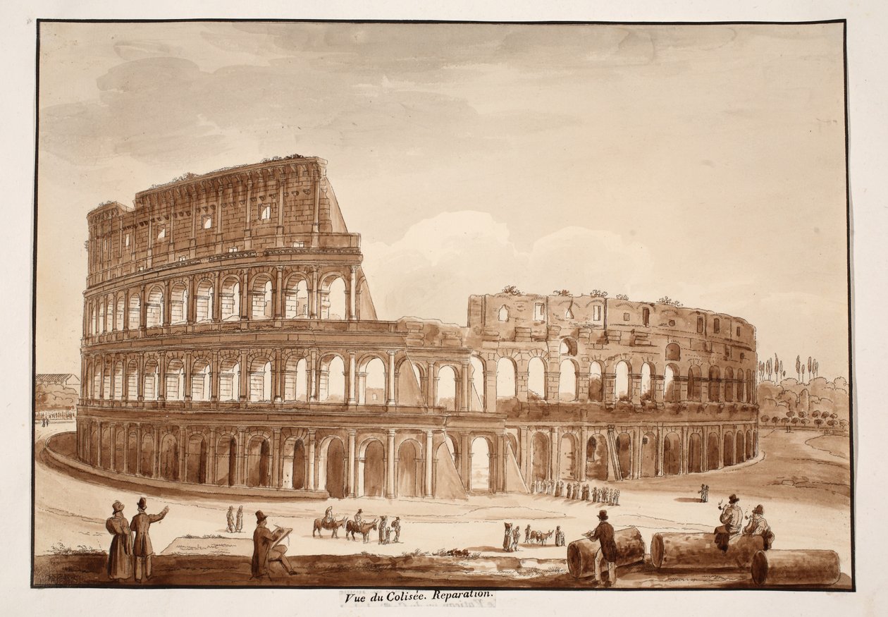 View of the Colosseum during Restoration, 1833 by Agostino Tofanelli