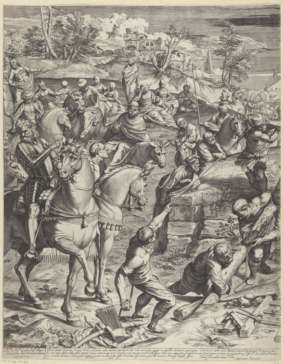 Crucifixion of Christ (left part) by Agostino Carracci