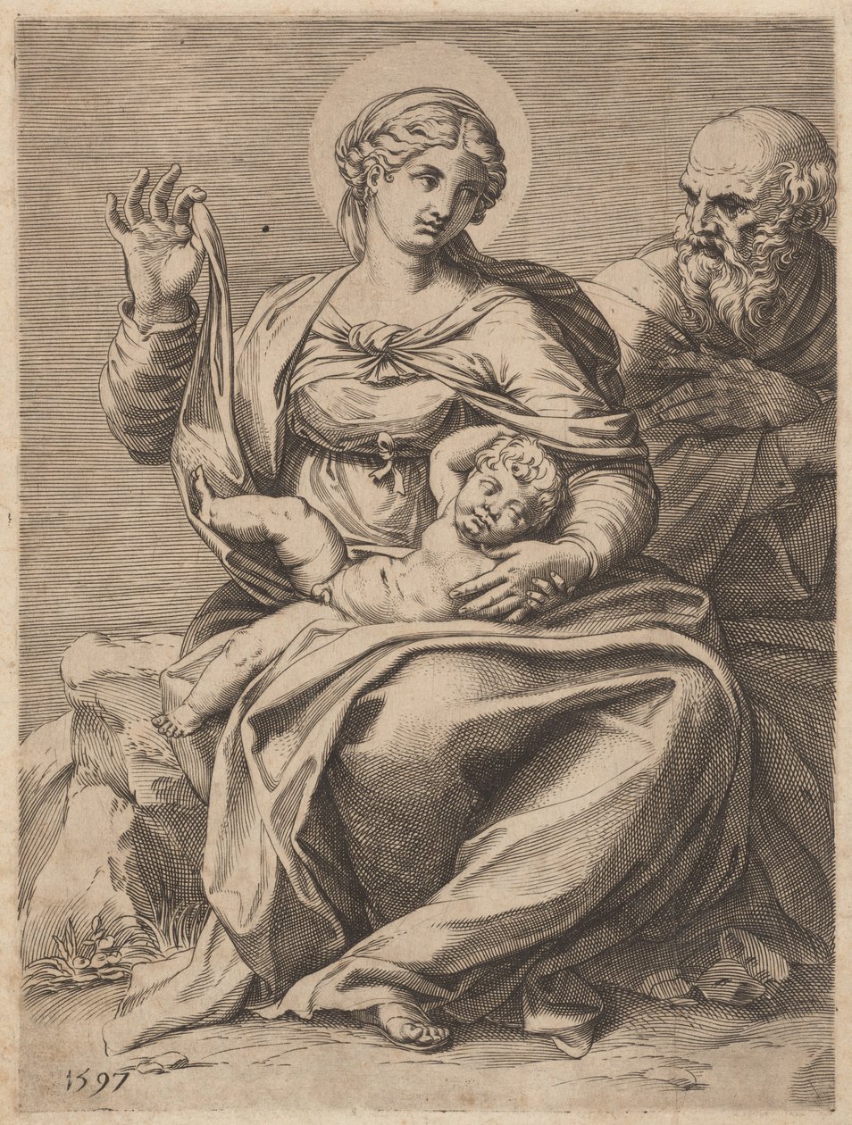 The Holy Family by Agostino Carracci