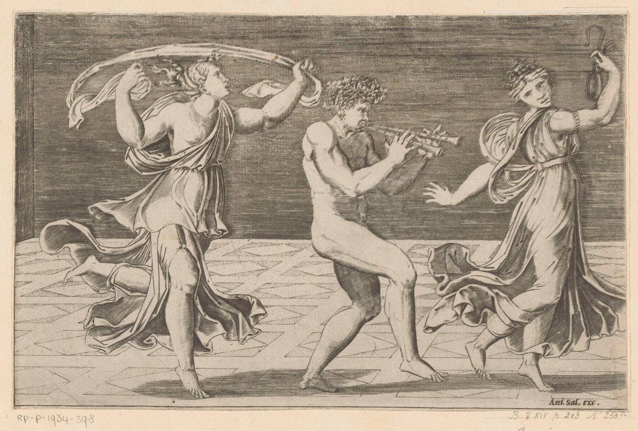 Dancing Satyr and Maenads by Agostino Veneziano