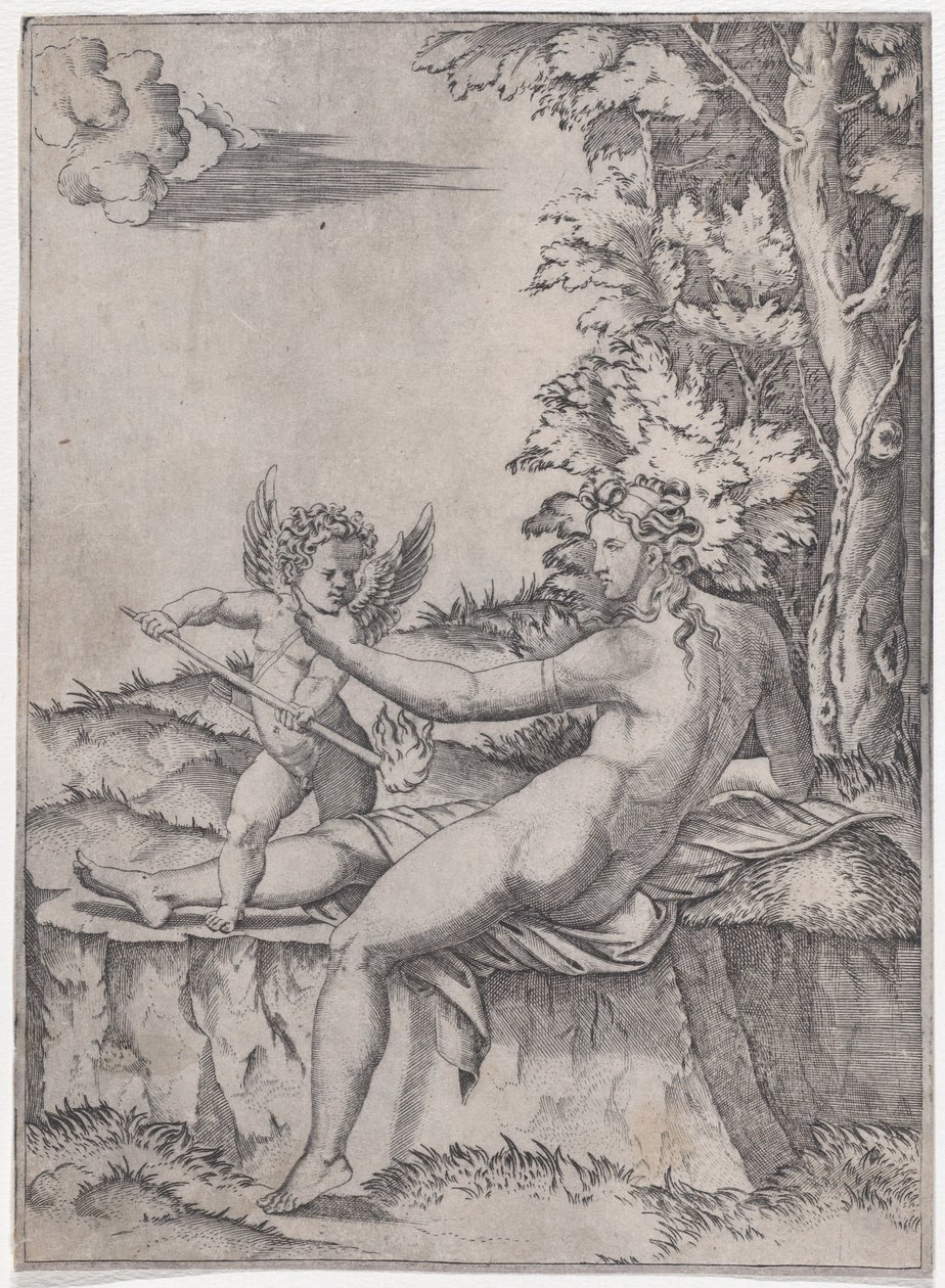 Venus and Eros by Agostino Veneziano