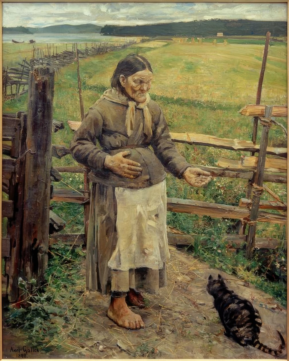 Old Woman with Cat by Akseli Valdemar Gallen Kallela