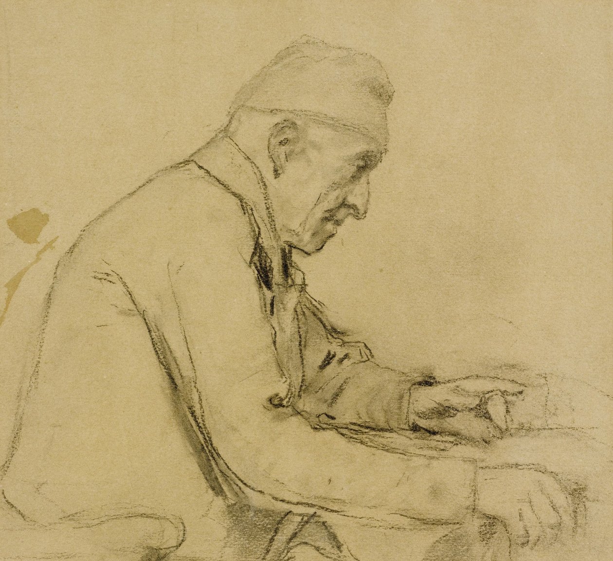 Old Seated Man in Profile by Albert Anker
