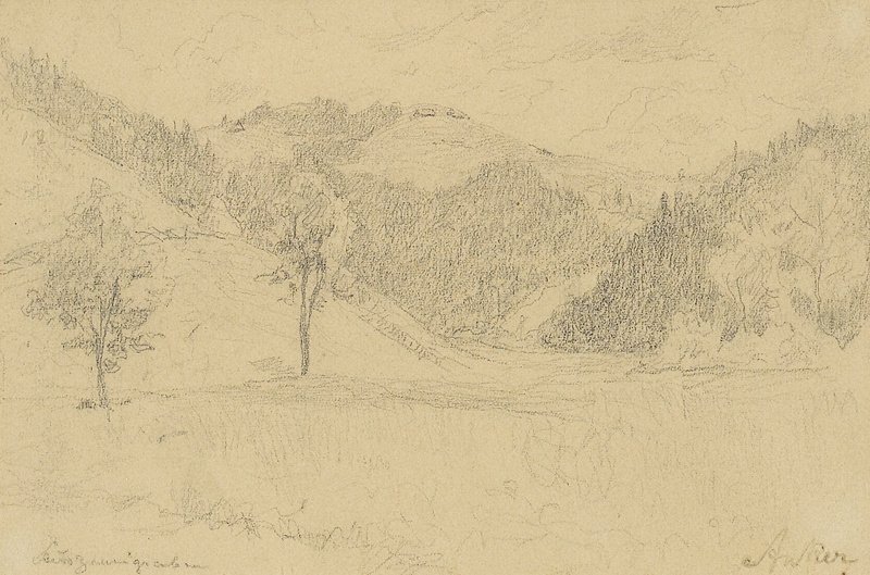 Hilly Landscape by Albert Anker
