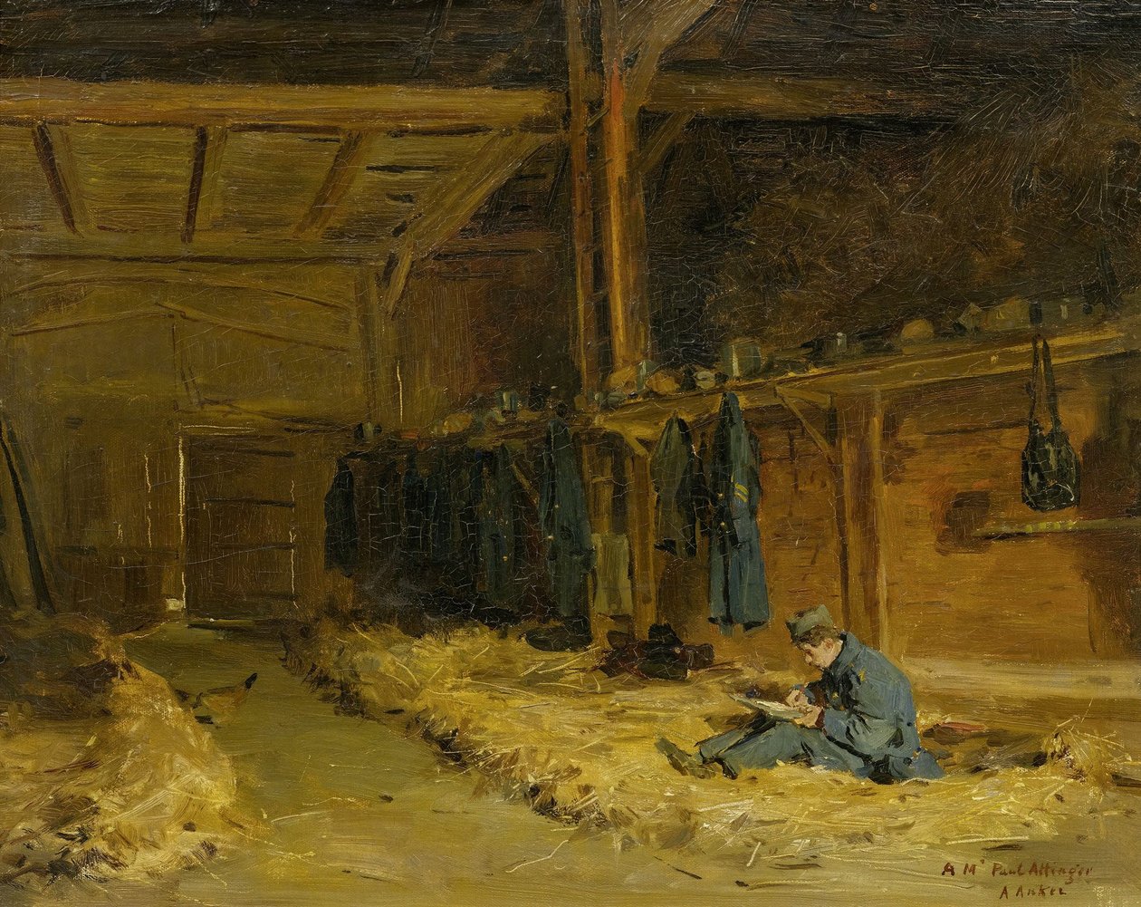 Soldier in Straw Bed by Albert Anker