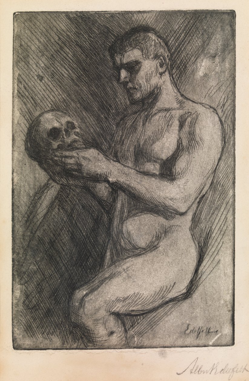 Naked Man and Skull by Albert Gustaf Aristides Edelfelt