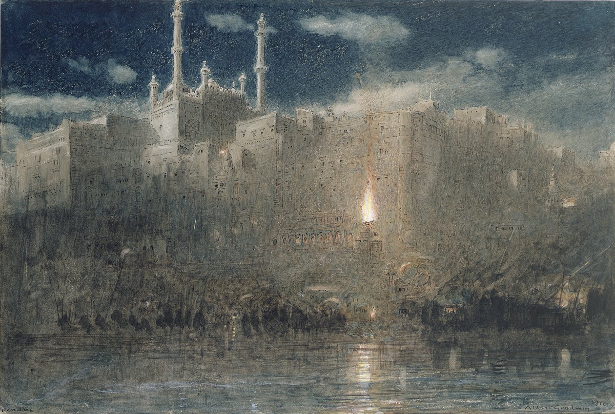 Benares by Moonlight by Albert Goodwin
