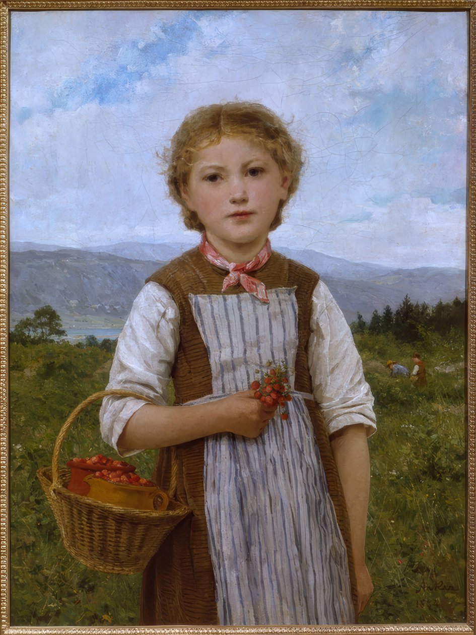 Girl with Strawberries by Albert Anker