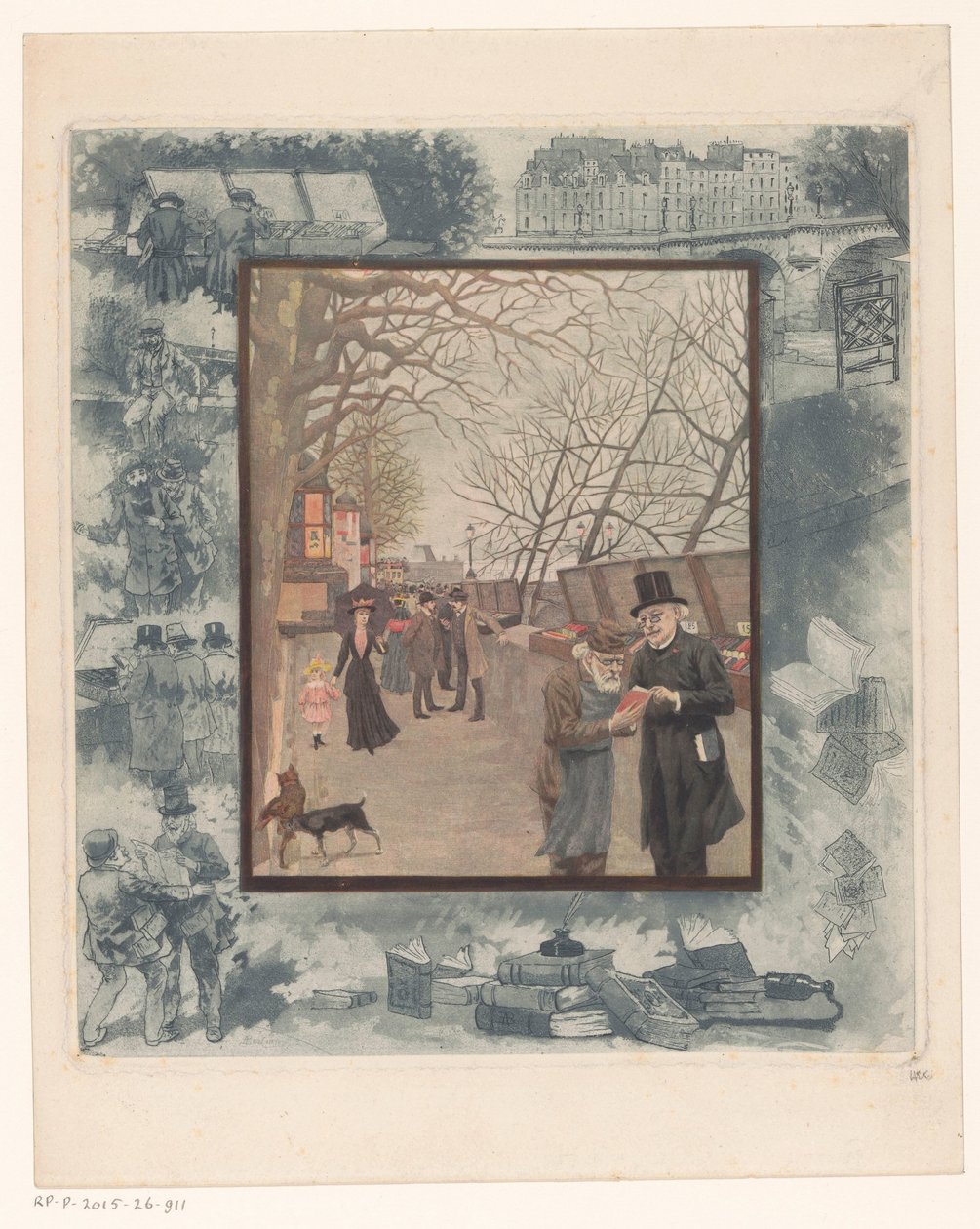 Bookstalls on a Quay in Paris by Albert Bertrand