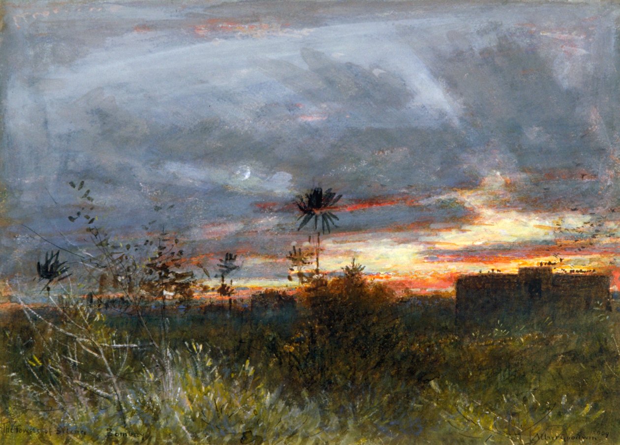 The Towers of Silence, Bombay by Albert Goodwin