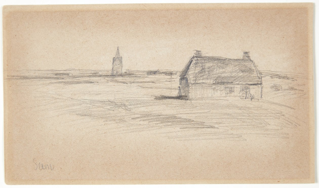 Farmhouse and Church Tower by Albert Gottschalk