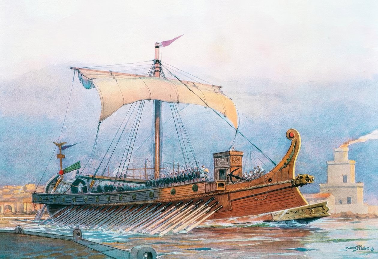 Ship from the Roman Imperial Era Leaving the Arsenal by Albert Sébille