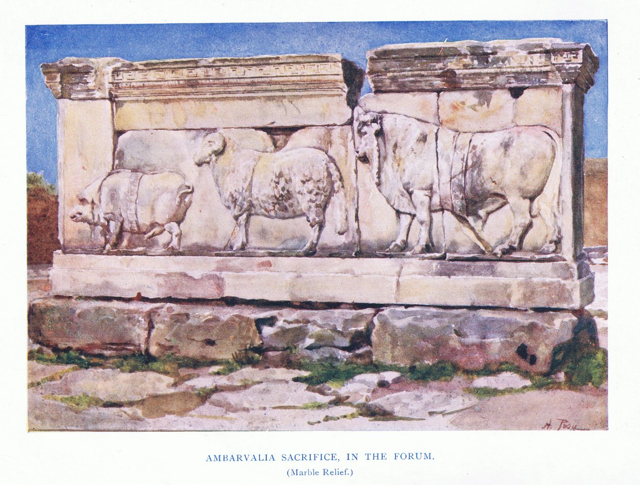 Ambarvalia sacrifice in the Forum (marble relief) by Alberto Pisa