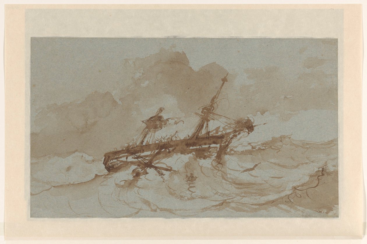 Two-Master on High Seas by Albertus van Beest