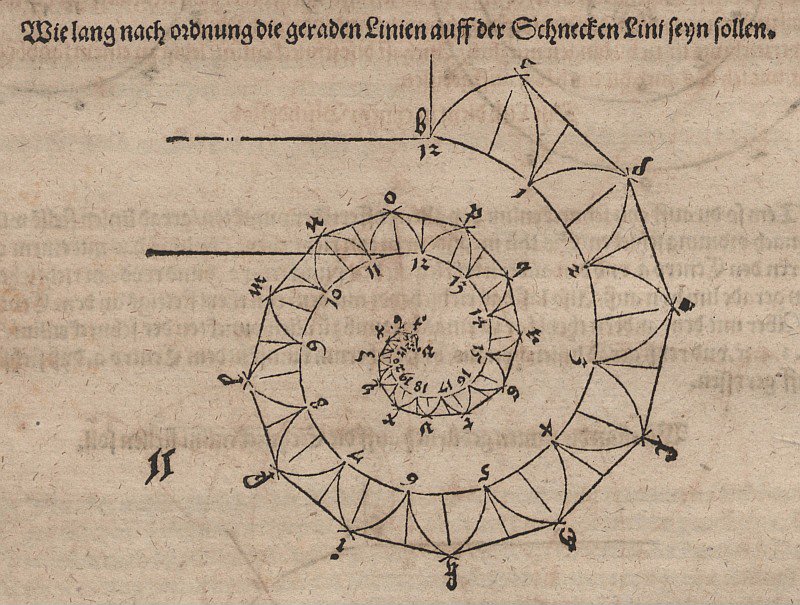 Determination of the Lengths of the Attached Spikes of a Tangent Spiral by Albrecht Dürer