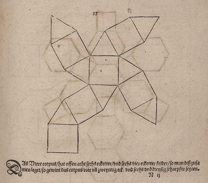 Net Unfolding of a Cuboctahedron by Albrecht Dürer