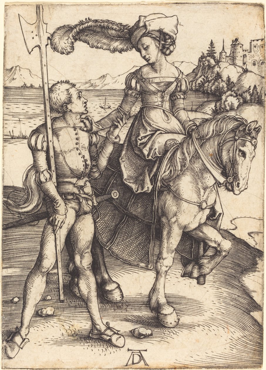 Lady on Horseback and the Lansquenet by Albrecht Dürer