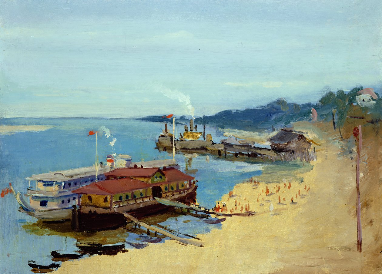 Boats on the Volga by Aleksandr Isaakovich Rusakov