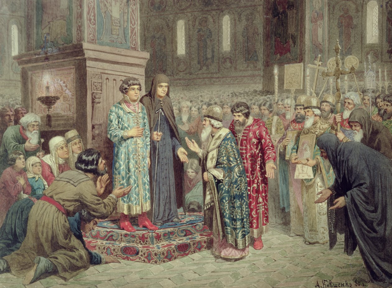 Council calling Michael F. Romanov (1596-1645) to the Reign, 1880 by Aleksei Danilovich Kivshenko