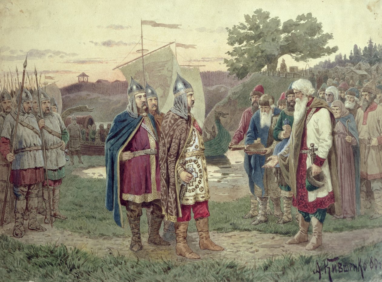 The Grand Duke Meeting with the People of a Slav Town in the 9th century, 1880 by Aleksei Danilovich Kivshenko