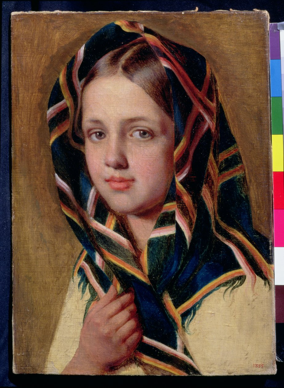 Girl in a Shawl by Aleksei Gavrilovich Venetsianov