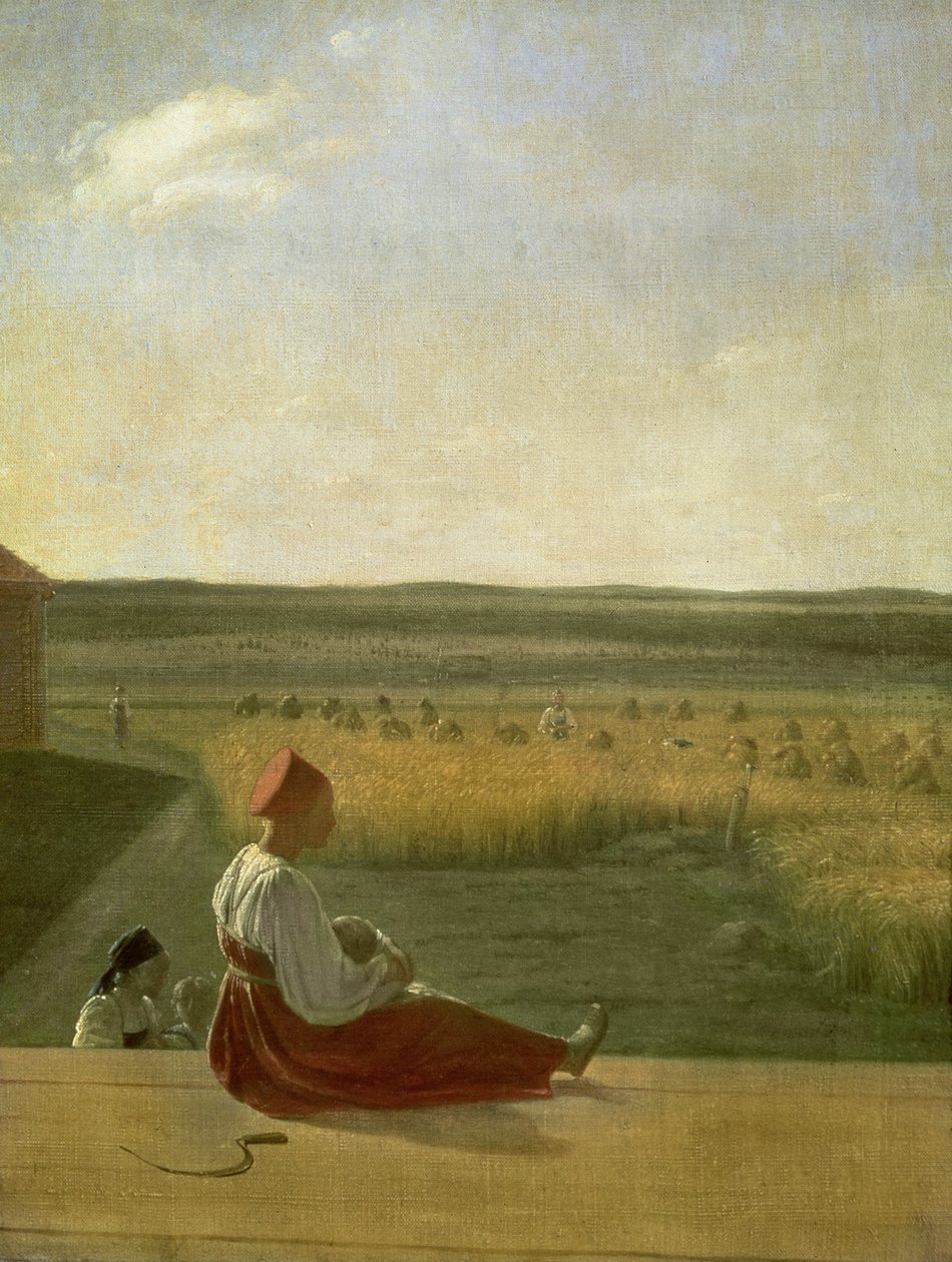 Harvesting in Summer, 1820s by Aleksei Gavrilovich Venetsianov