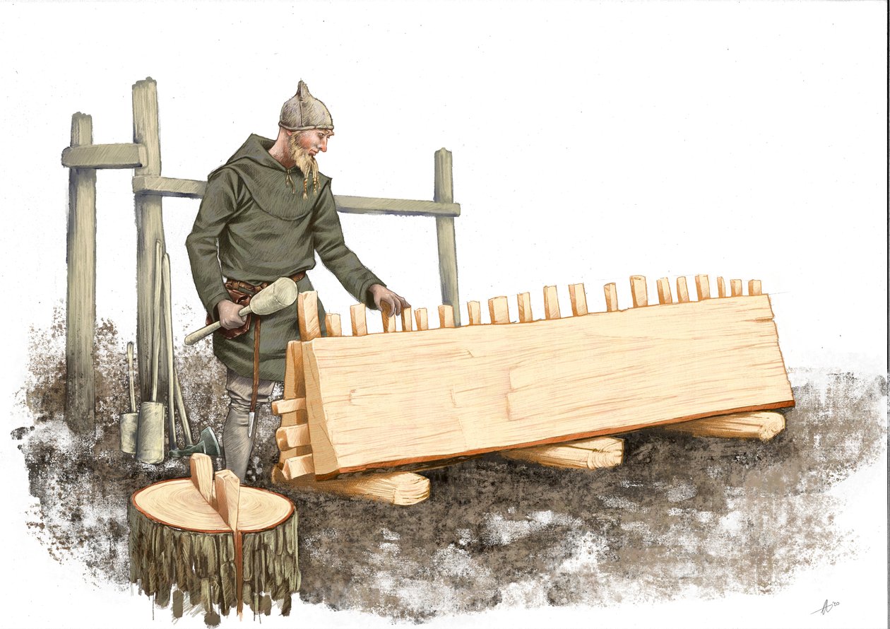 Viking shipwright working by Alessandro Lonati
