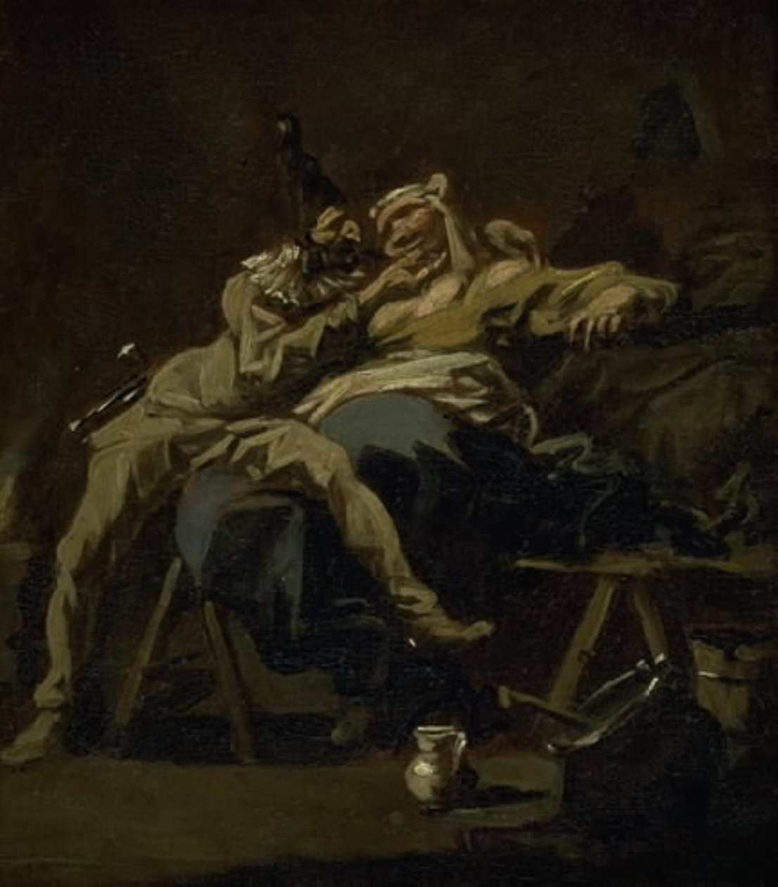 Pulcinella and Colombina by Alessandro Magnasco