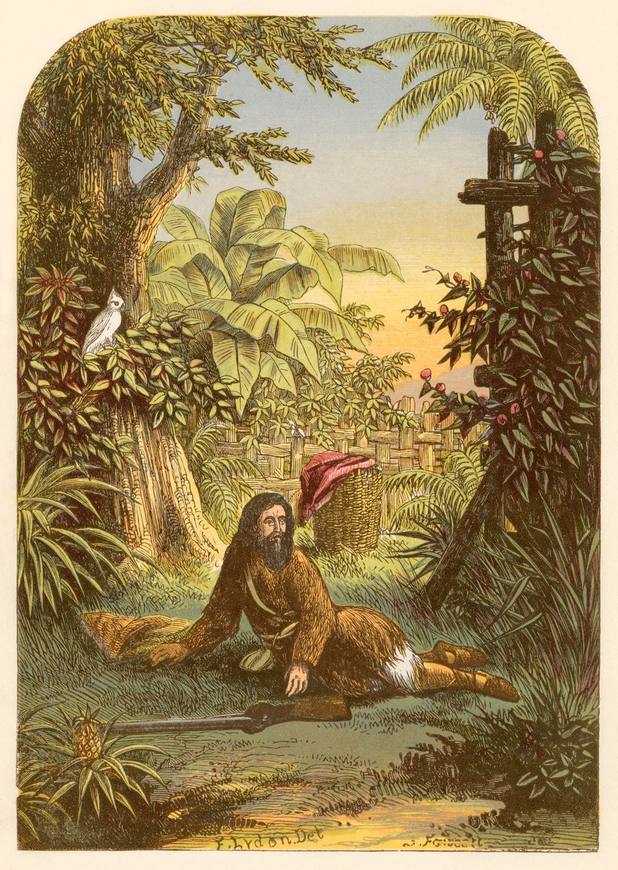 Robinson Crusoe Awakened from Sleep by His Parrot by Alexander Francis Lydon