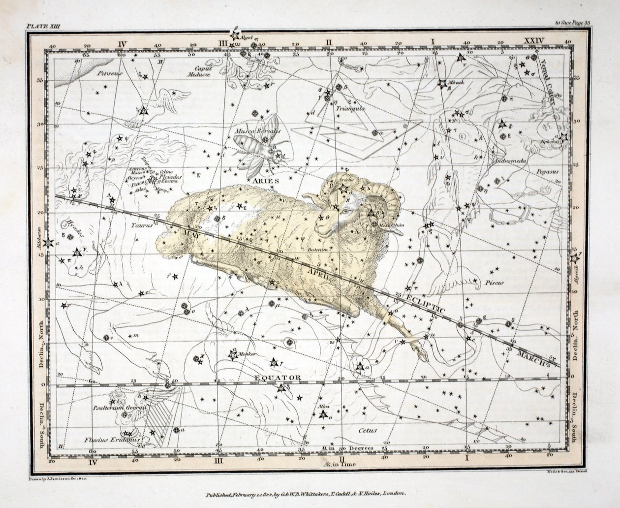 The Constellations (Plate XIII) Aries and Musca Borealis, from 