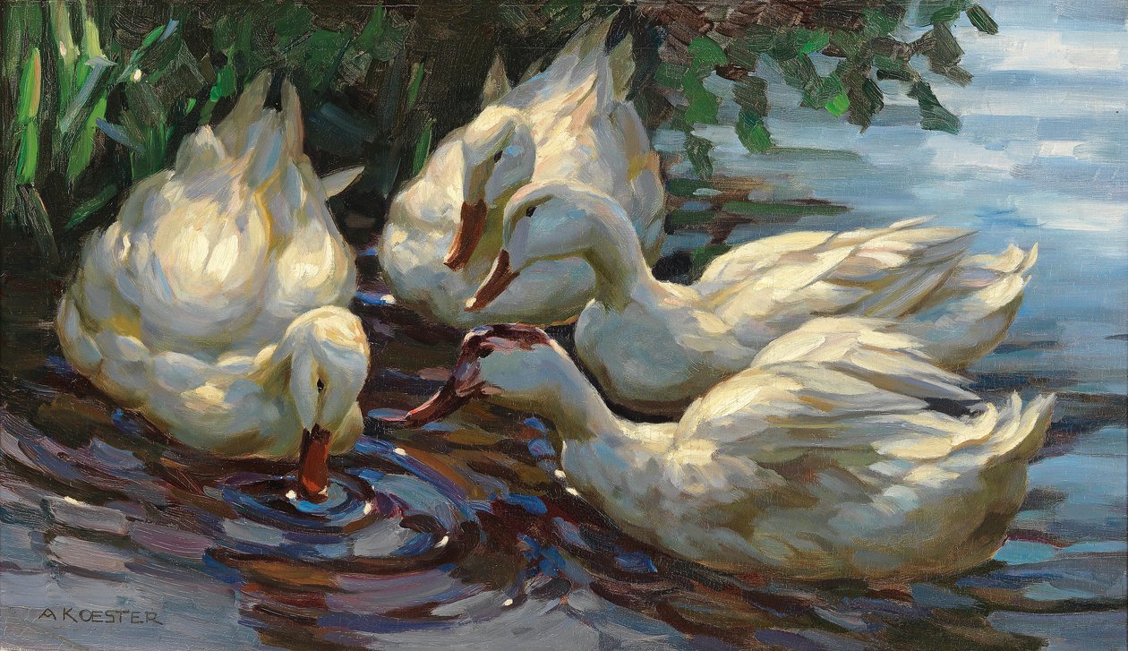 Four Ducks at the Pond by Alexander Koester