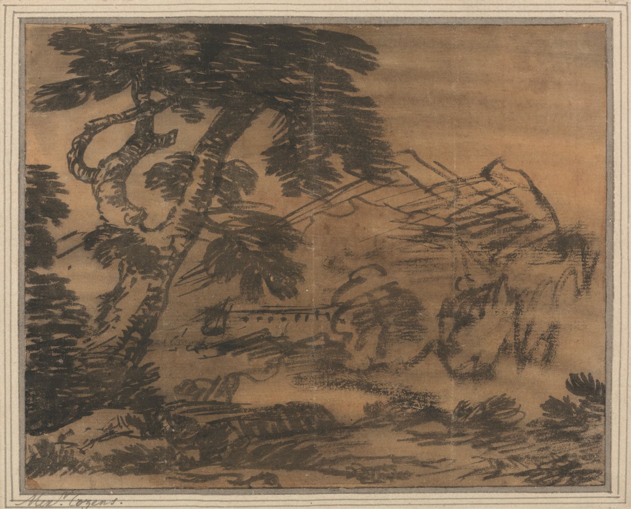 Tree and Distant Hills by Alexander Cozens
