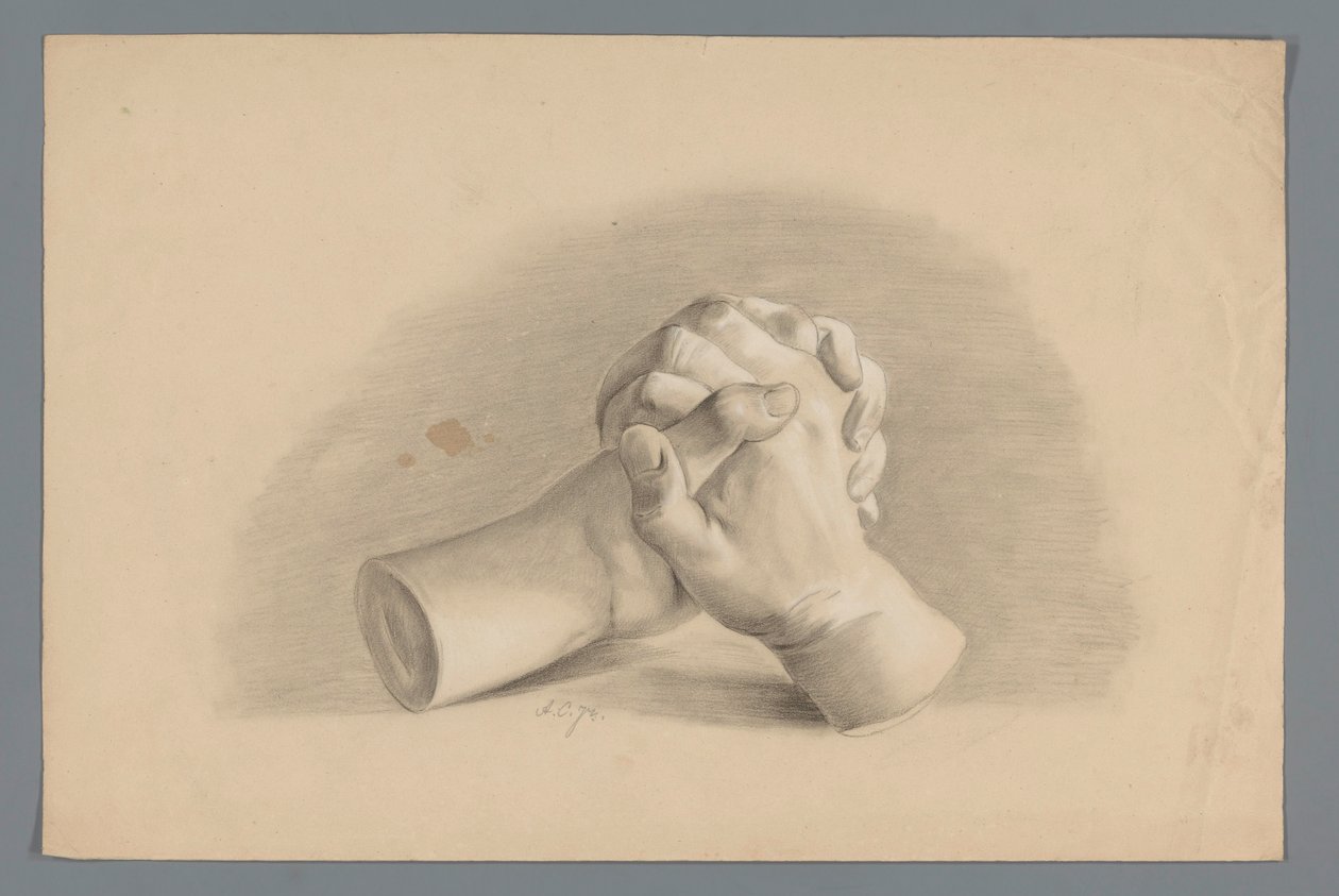 Plaster Model of Two Folded Hands by Alexander Cranendoncq