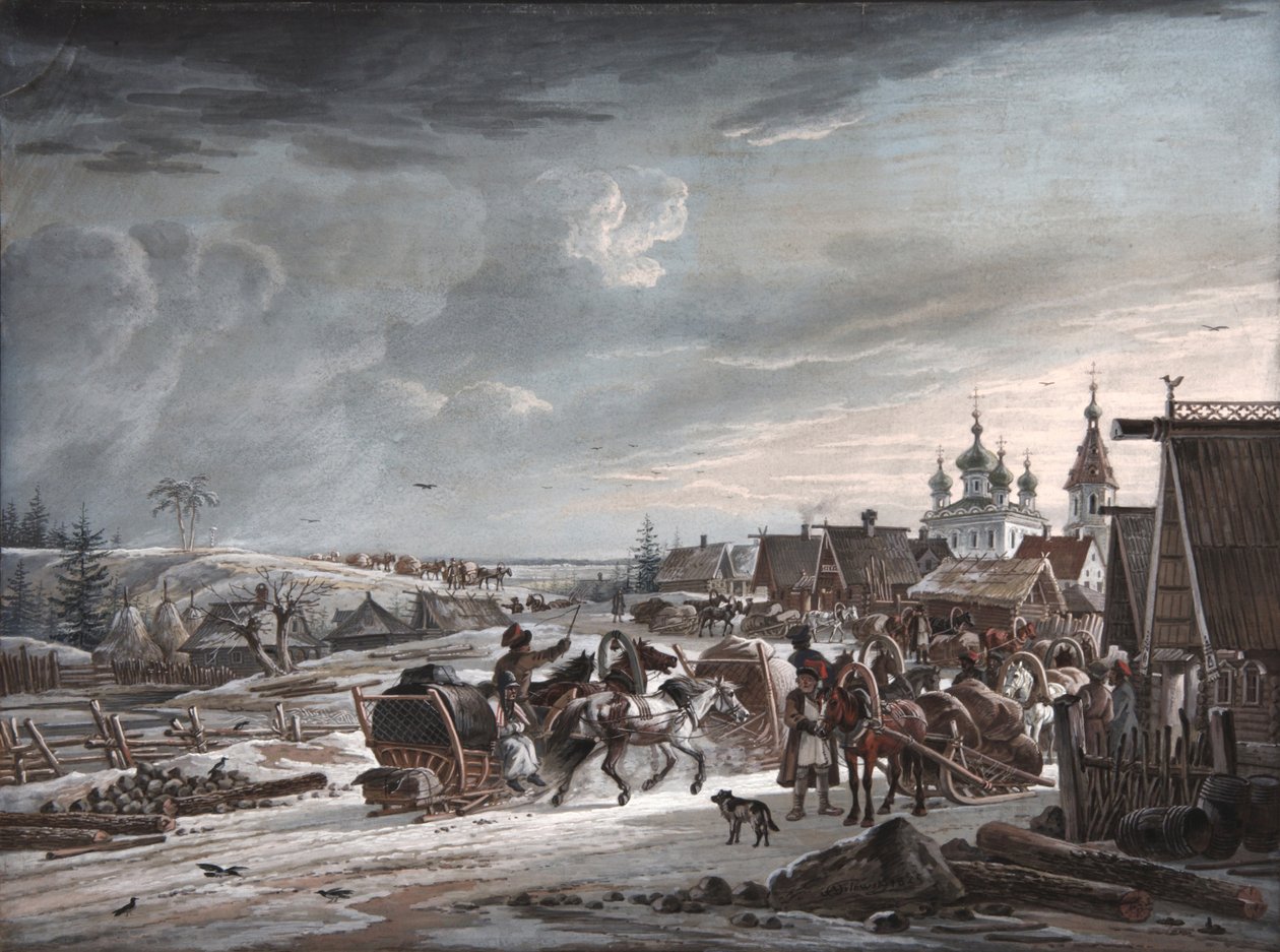 Winter by Alexander Osipovich Orlowski