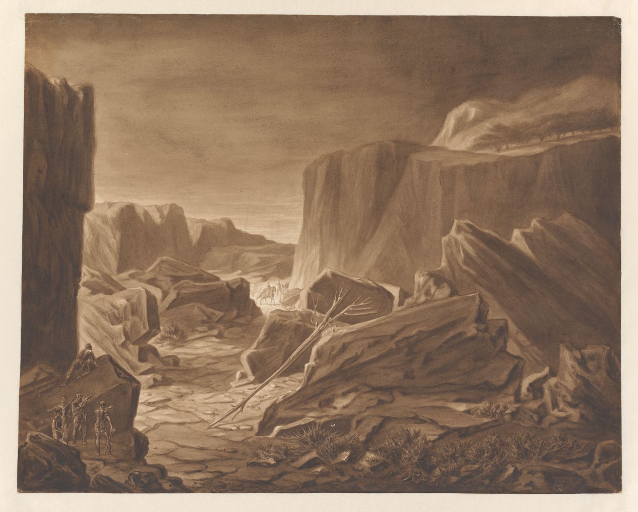 Mountain Landscape with Robbers Spying on Travelers by Alexander Ver Huell