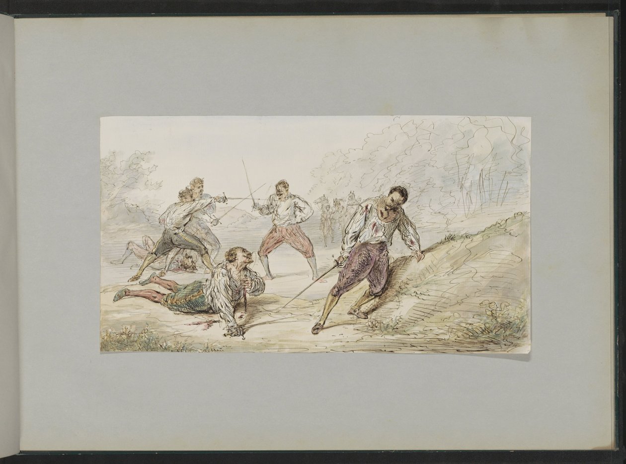 Landscape with Dueling Men by Alexander Ver Huell